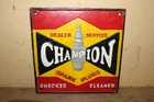 Vintage Champion Spark Plugs Chevrolet Ford Mopar Gas Oil Cast Iron Metal Sign