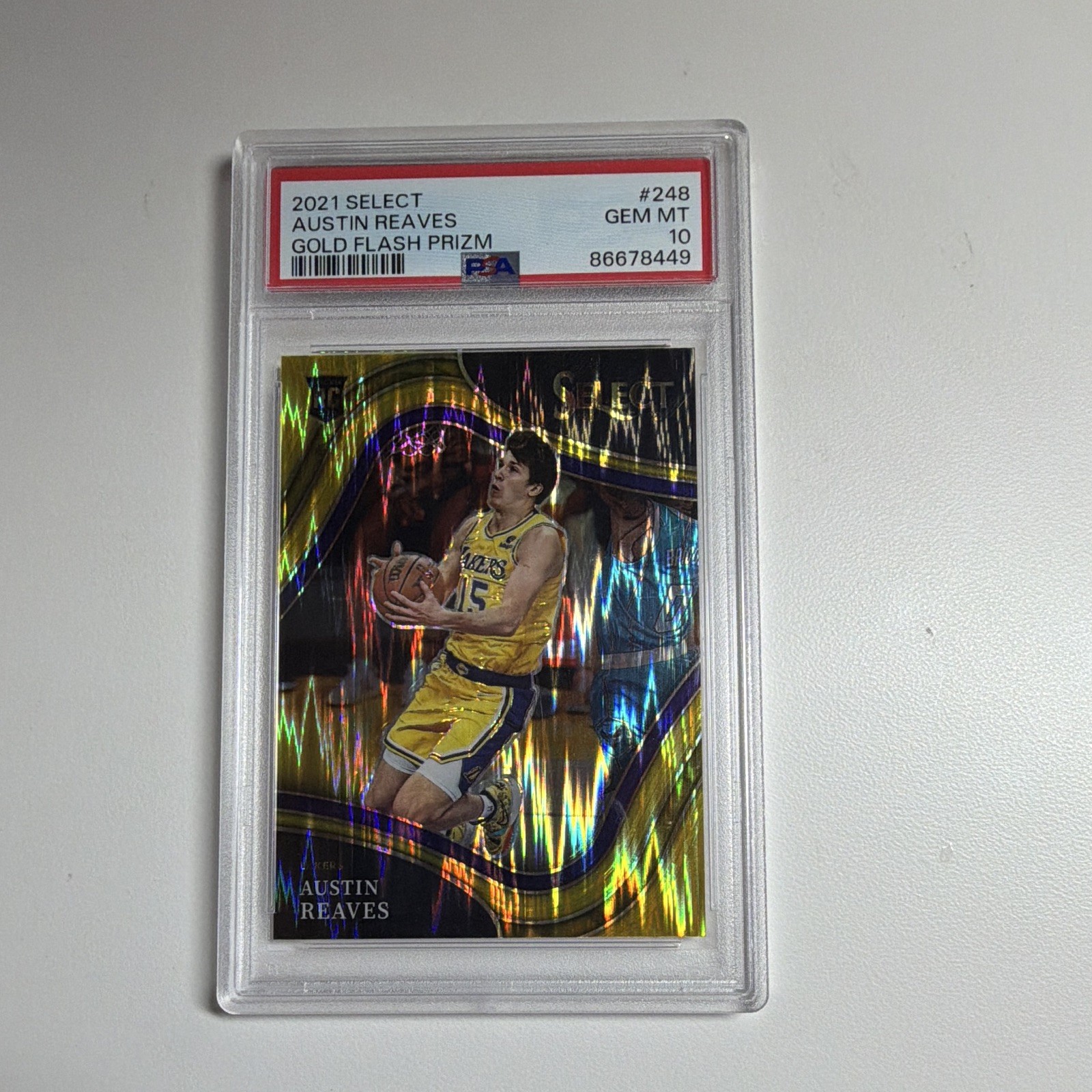 Panini Select 2021-22 Austin Reaves Courtside Gold Flash Prizm /10 RC PSA 10