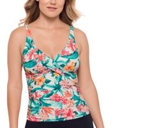 NWT Swim Solutions Womens Tankini Top Crossover Floral Twist Tropical