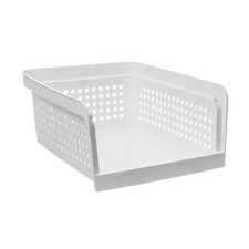 Mainstays Stackable White Closet Organizer Bin,Open Front,Plastic, 18x14x7.2