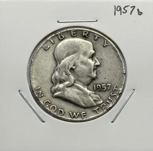 1957 D Franklin Half Dollar, 90% Silver, Very Nice, Low Mintage!🔥
