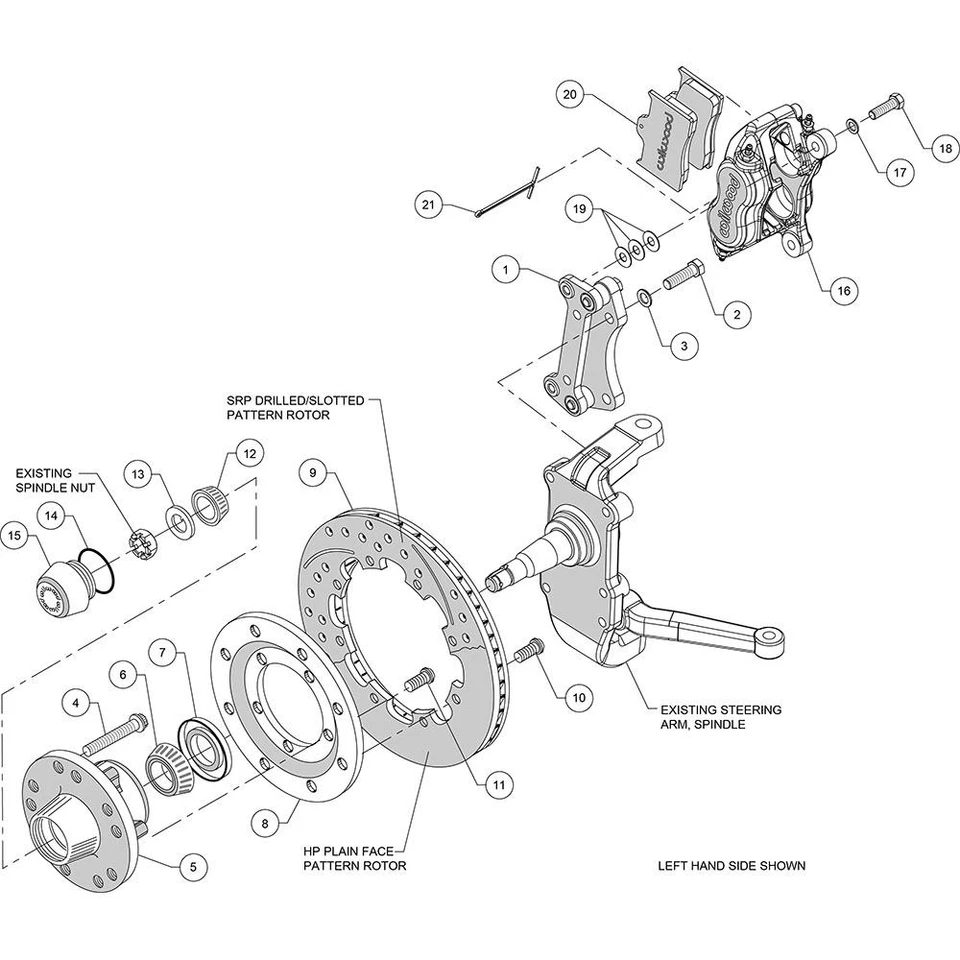 Wilwood 140-12306 FDLI 12.19 Front Brake Kit, Heidts Tri-5 Drop Spindle Foto 3 de 4