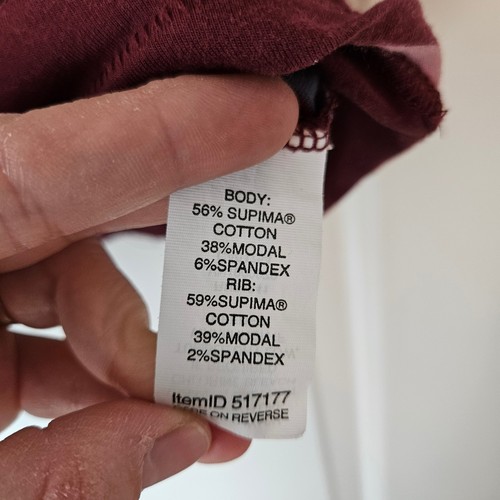 LL Bean Striped Short Sleeve T-Shirt Womens 2X Plus Supima Cotton Modal Burgundy - Picture 4 of 5