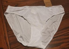 NWT CHANTELLE 1573 BIKINI PANTIES SHEER INSET PANEL LACE SIDES WHITE L