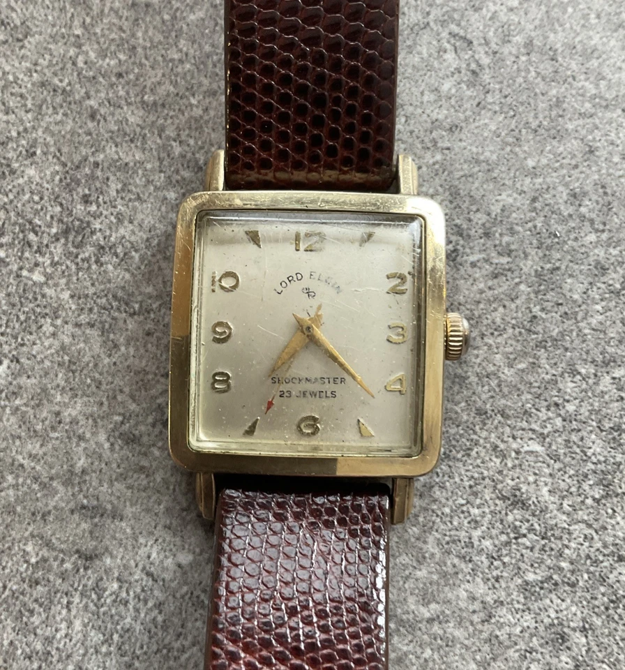 Vintage Lord Elgin 23 Jewel Watch 27mm Square 14k Gold Filled Case Runs Well A1 - Image 2 of 4