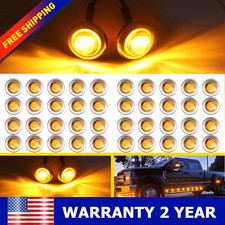Marker Light 3/4" LED Truck Trailer Round Clearance Side Lights Chrome Amber 40X