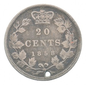Better Date - 1858 Canada 20 Cents World Coin- Silver *725