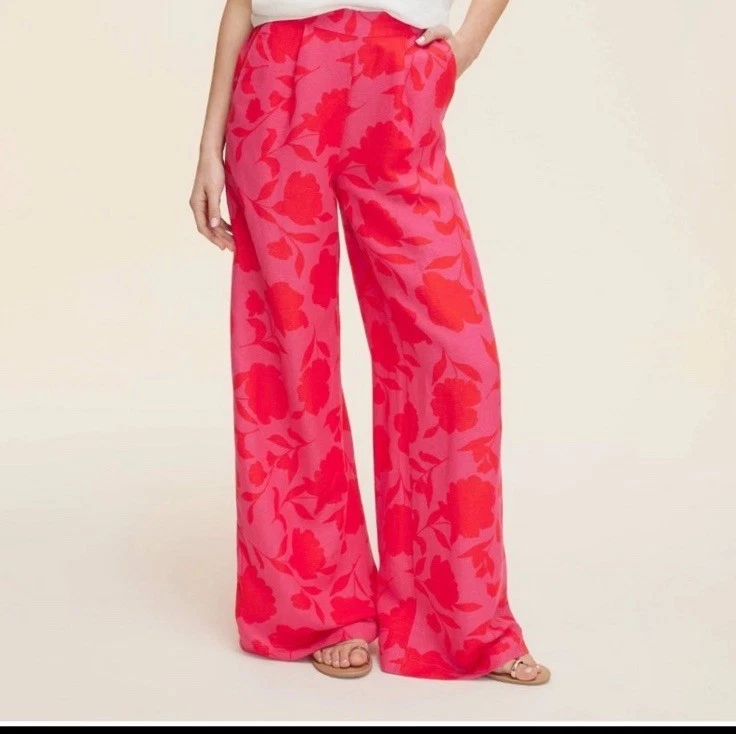 Pantalone donna classico rosa vita alta lino Kate spade x Target XS NUOVO CON ETICHETTE