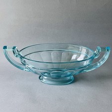 Coupe ovale Noémie Val St Lambert Charles Graffart Luxval Art Deco verre bleu
