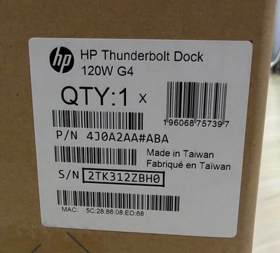 HP Thunderbolt Dock 120w G4 Docking Station 4J0A2AA#ABA ~ (OPEN BOX) PERFECT