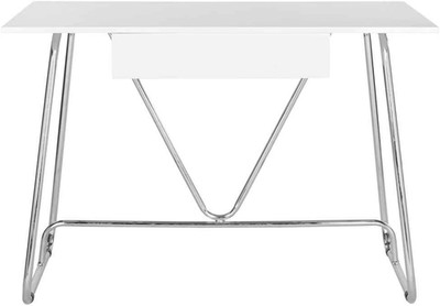 Mid-Century Modern White and Chrome Desk by Home Collection Malloy