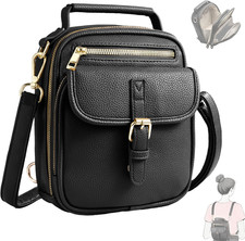 Vegan Leather Crossbody Bag for Women with 2 Straps, Small Messenger Bag with an