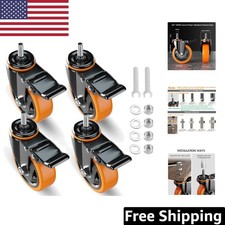 Multi-Surface 3 Inch Stem Casters - Set of 4 with Dual Locking Brakes for Safety