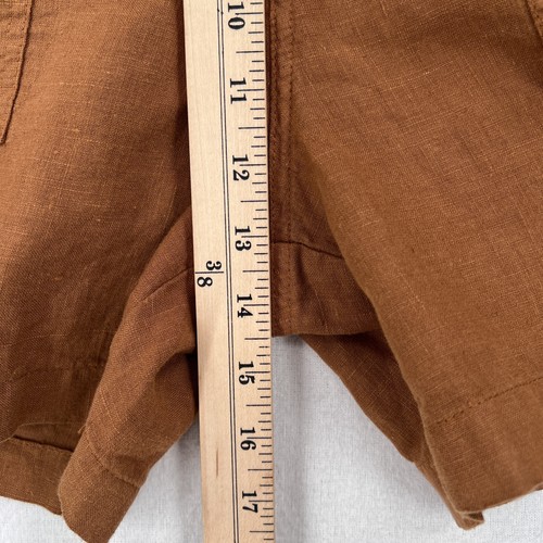 Pantalón Corto ENZA COSTA Lino Cintura Alta Mujer Medio Marrón Ligero Silencioso Lujo - Imagen 17 de 19