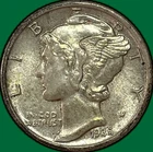 1935 Mercury Dime Almost Uncirculated AU Coin #36406