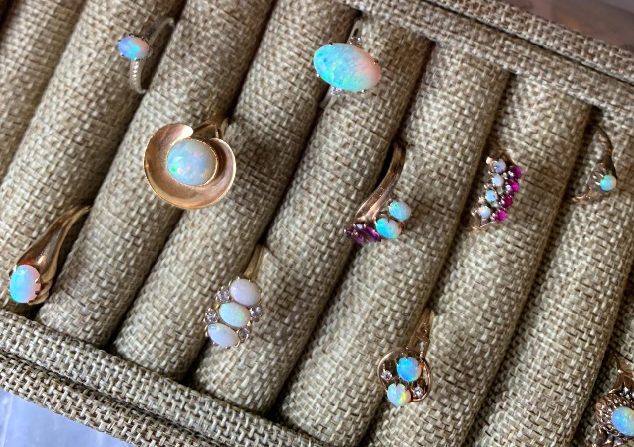 Victorian Opal Ruby Ring Gold Antique Wedding Eng… - image 10