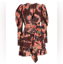 Ulla Johnson Dress 4 Semira 100% Silk Mini Ruffle Romantic Preppy Polka Dot