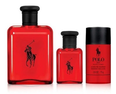 Polo Red for Men 3 PC Set: 4.2 oz EDT Spray + 1.36 EDT Spray + 2.6 oz Deo Stick