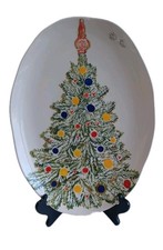 Ceramiche Fabbro Le Bomboniere 17x12.5" Platter Decorative Christmas Tree, New