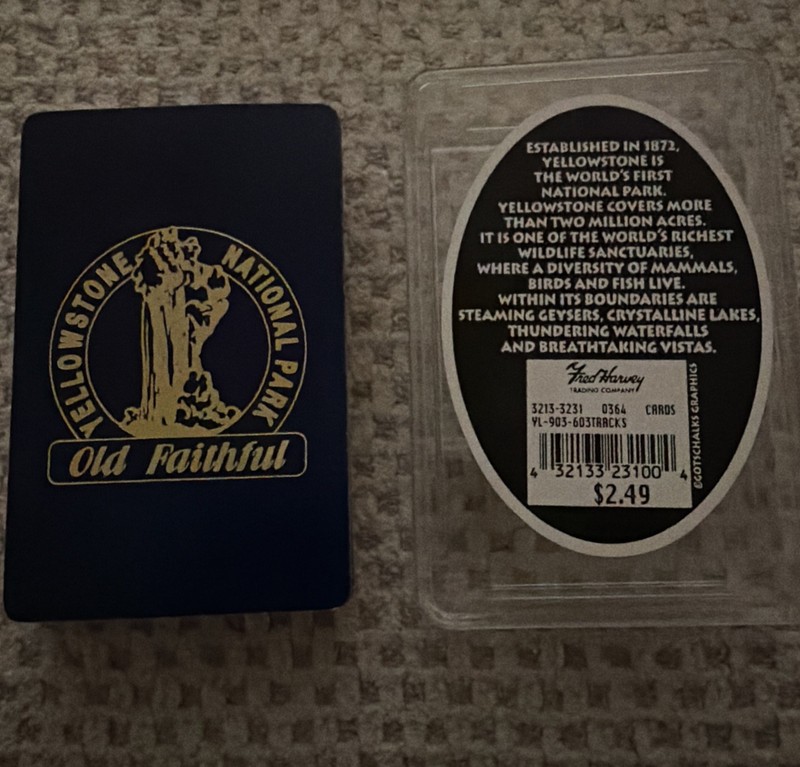 Yellowstone National Park Old Faithful Souvenir Playing Cards In Box Preowned 