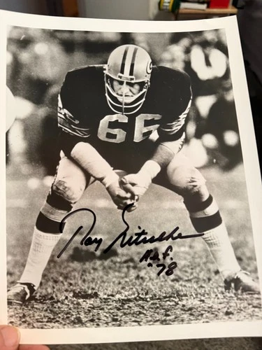 Green Bay Packer Ray Nitschke signed photo featuring his H.O.F. ’78 inscription