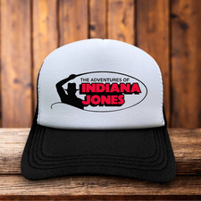 The Adventures of Indiana Jones Mens Trucker Hat Black Snapback Retro Video Game
