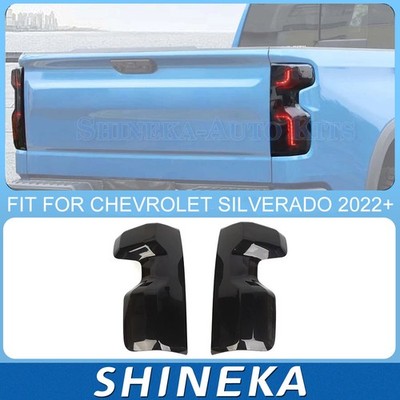 SMOKED BLACK TAILLIGHT LAMP PANEL DECOR SHELL COVER TRIM FOR 22+ CHEVY SILVERADO