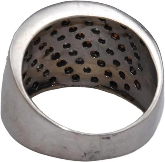 Anillo de banda ancha de diamantes blancos y naranjas de oro blanco de 14 k 0,75 quilates talla 5,75 Foto 4 de 4