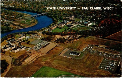 #ad #ad Eau Claire WI Wisconsin EAU CLAIRE STATE UNIVERSITY Campus Aerial View Postcard $6.71
