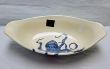 Effetti Blue Octopus Oval Serving Bowl Platter Tray Nautical Coastal Italy