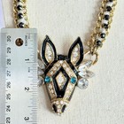 Betsey Johnson Zebra  Necklace Black Enamel Rhinestone Gold Tone Statement — photo 5