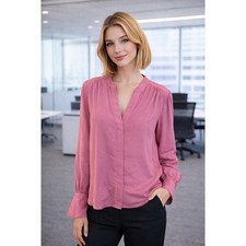 Banana Republic Pink V Neck Long Sleeve Blouse Top Women Size L