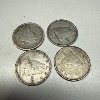 Lot of 4 Canada 10 Cents Coins I59