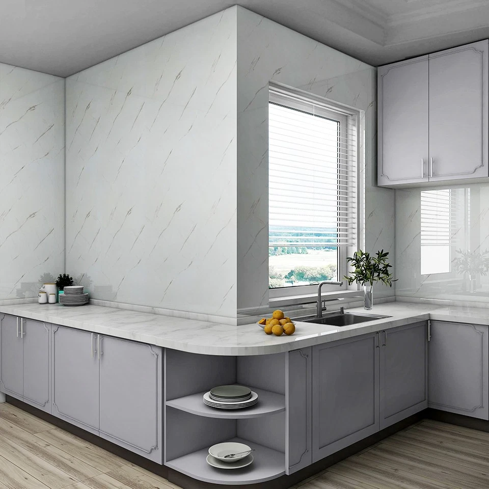 Glossy Marble Contact Paper for Table Self-Adhesive Wallpaper(Brown/White/Gray) - Image 4 of 4