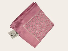 100 Silk Pocket Square Pink Dog Bones Paw Design Rare
