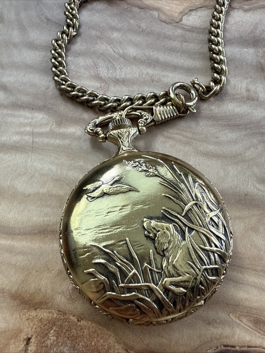 アクセサリー VINTAGE US ACC DOCRO Vintage Style Arnex Quartz Pocket Watch w/ Chain Hunting Dog Duck