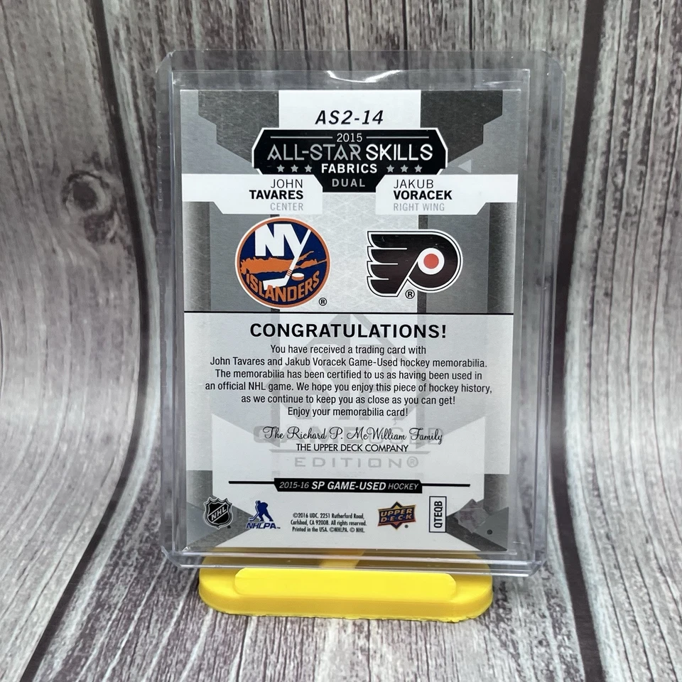 15/16 SP Game Used John Tavares / Jakub Voracek All-Star Dual GUJ card #AS-2-14 - Image 2 of 2