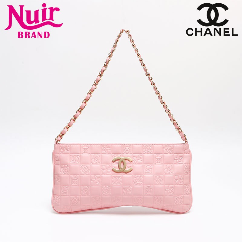 CHANEL Icon Line Chocolate Bar Chain Shoulder Bag in Pink