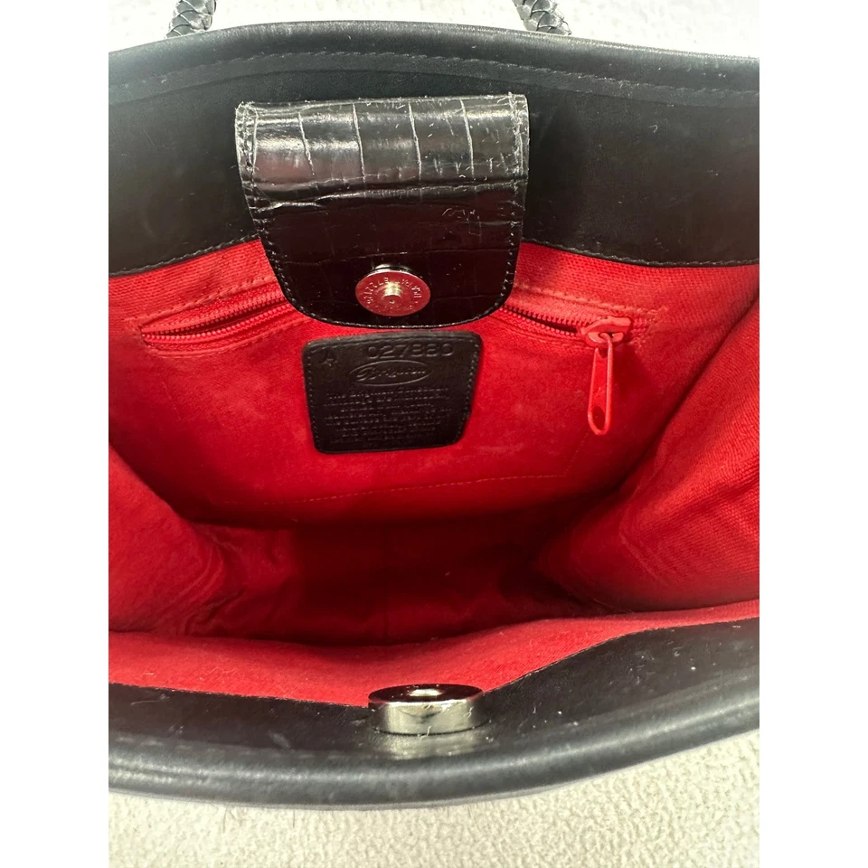 Brighton винтажный зебра печати крокодила выбитая кожа сумка с короткими ручками сердце подвеска - Изображение 3 из 4