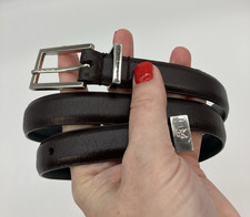 Calvin Klein Leather Belt Women S Black CK Logo Classic Preppy Minimalist Office