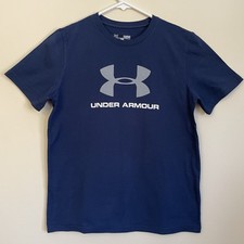 Under Armour Heat Gear T-shirt Blue Gray Youth Boys Size Large