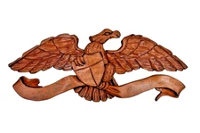 Hand Carved Wood Wooden American Eagle Folk Art Patriotic Plaque Americana 9.25"