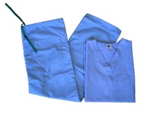 Medline AngelStat Scrub Set Ceil Blue Top Drawstring Pants Medical Medium