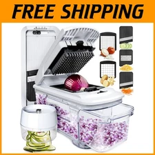 All-in-One Vegetable Cutter and Slicer Set with Non-Slip Base - Dishwasher Safe