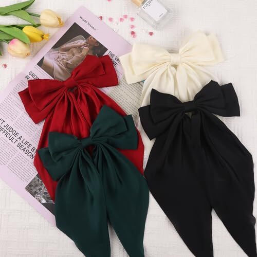 Hair Bows For Women Girls, 4PCS Large Bowknot Hair Accessories, Silk Satin  - Bild 2 von 7