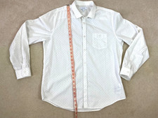 Calvin Klein Dress Shirt Men L White 100 Cotton Button Up Long  Roll Up Sleeve
