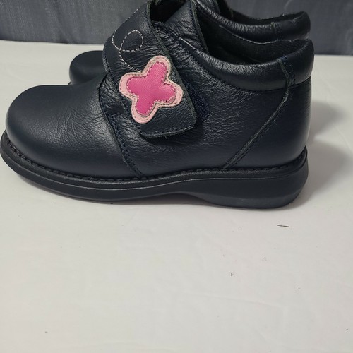 Rainbow Steps Girl Navy Shoes Eur 28 US Size 10 Pink Daisy Trim - Picture 4 of 12