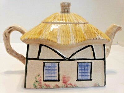 Vintage Crown Winsor England Tudor Cottage Ceramic Teapot Made in England 
