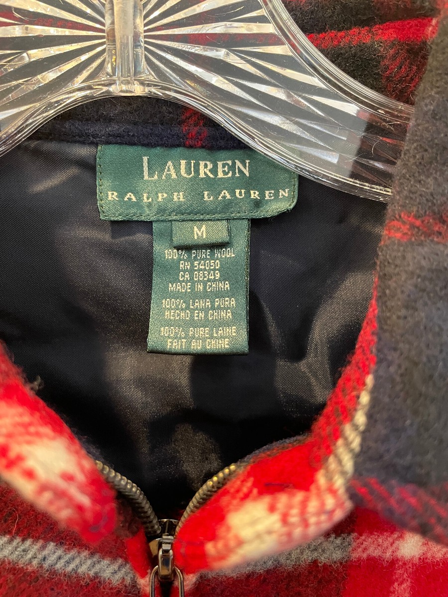 Ralph Lauren Wool Plaid Zipper Jacket Vintage - Medium - Excellent