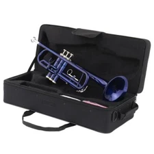 Brass Bb Trumpet 3 Keys + Case Student School Band Blue
